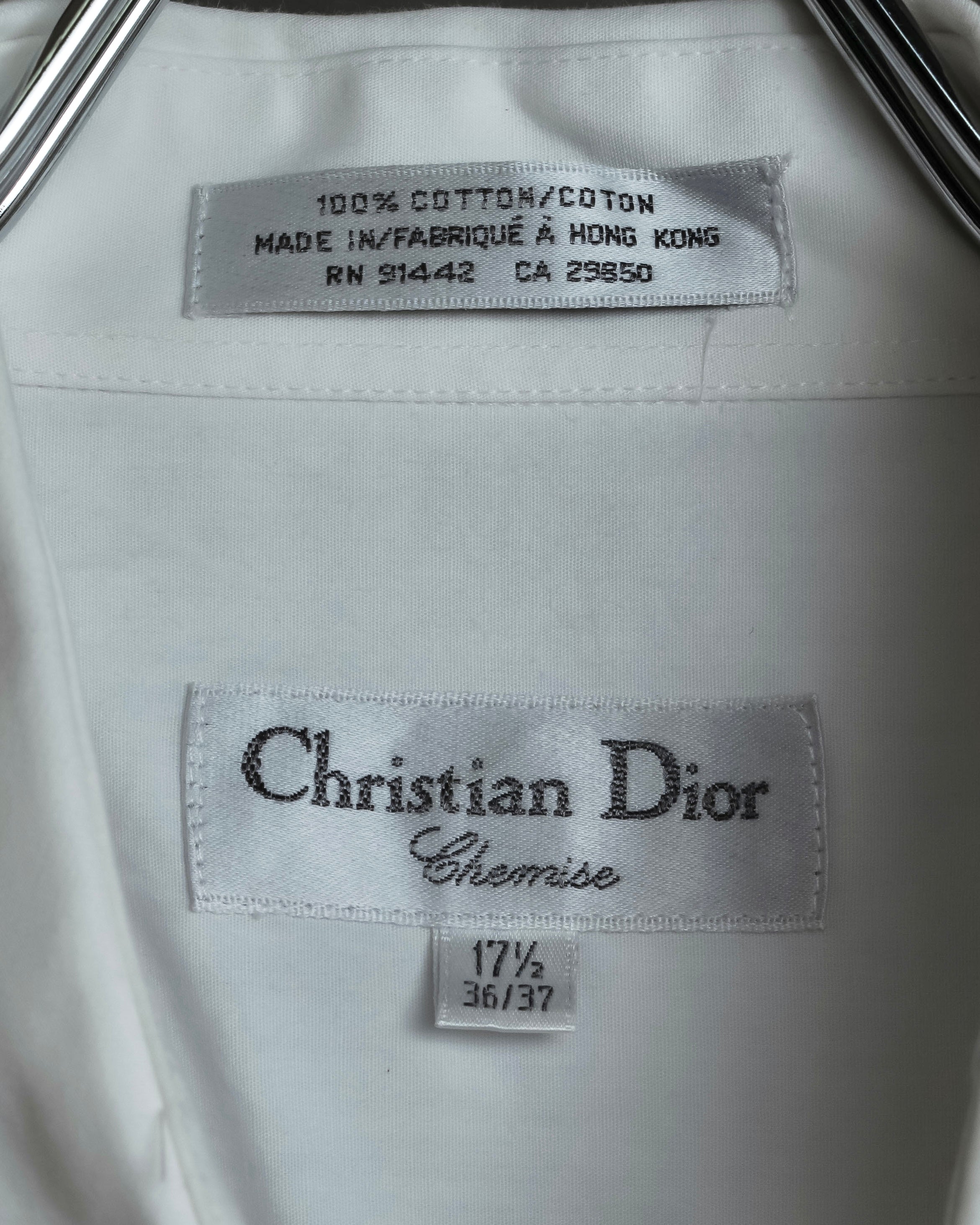 "Christian Dior" Pintuck design wide spread collar dress shirt