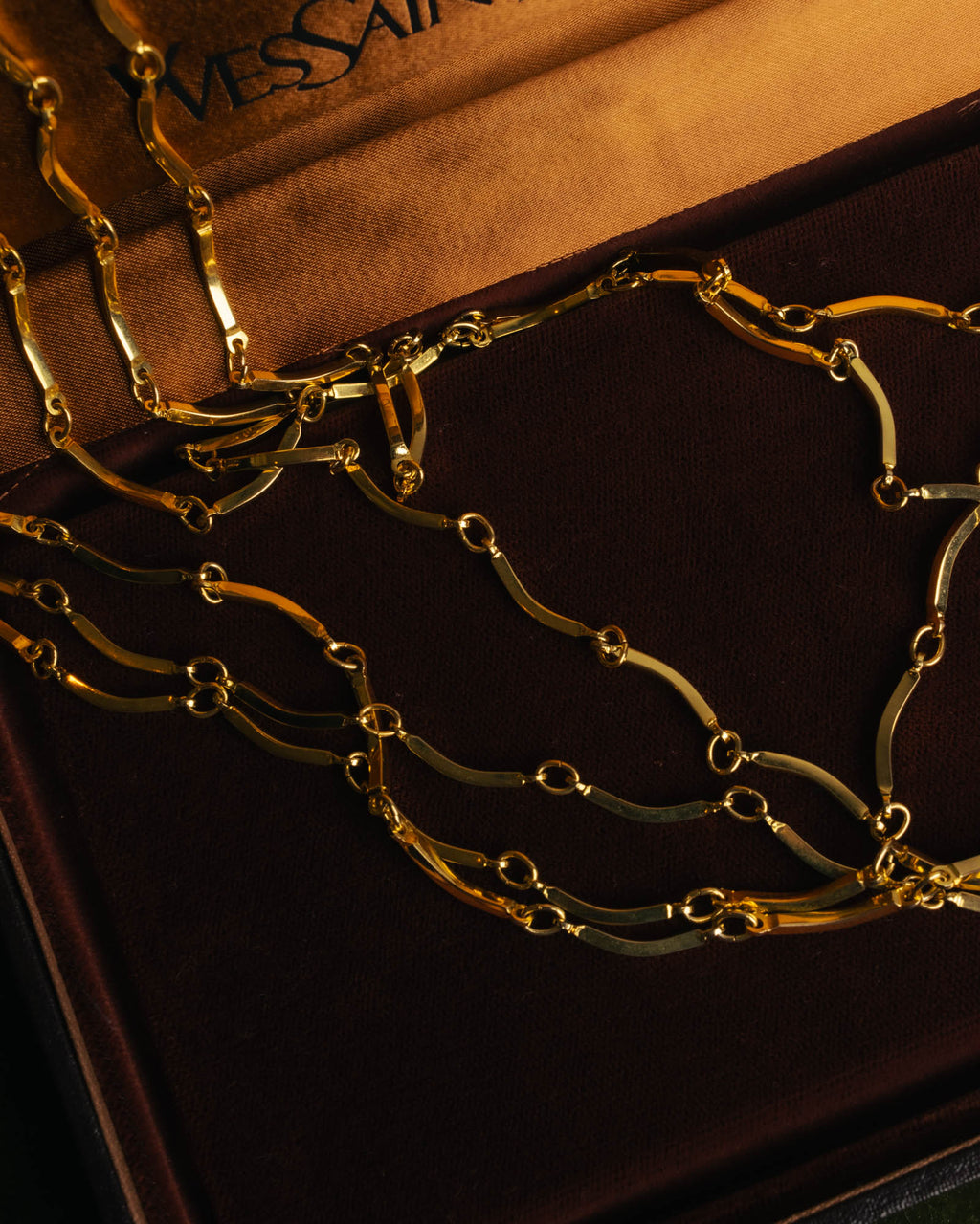 "Yves Saint Laurent" 80's-90's Gold tone multi chain necklace