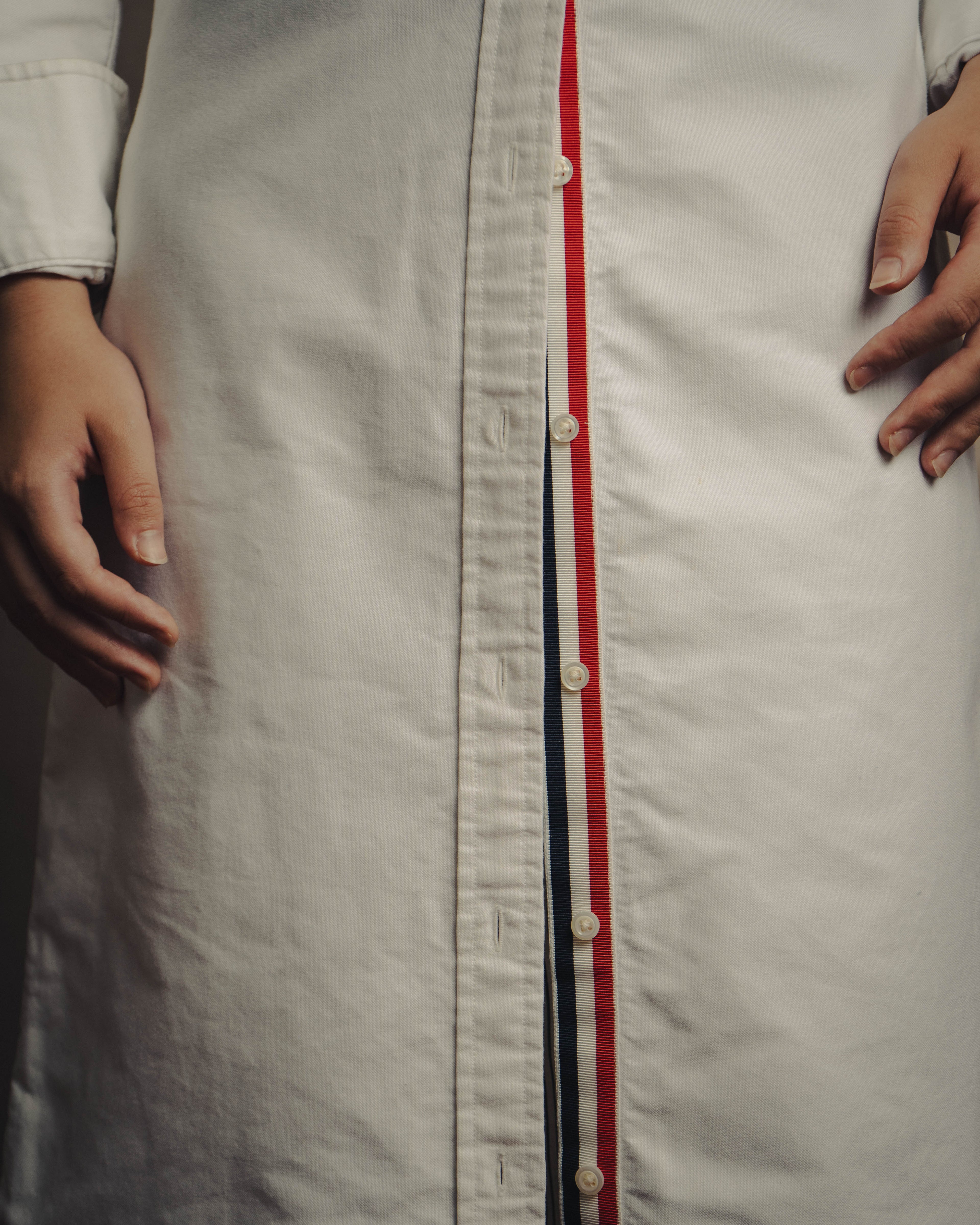 -SPECIAL- “THOM BROWNE” 2010’s tricolor grosgrain oxford shirt dress