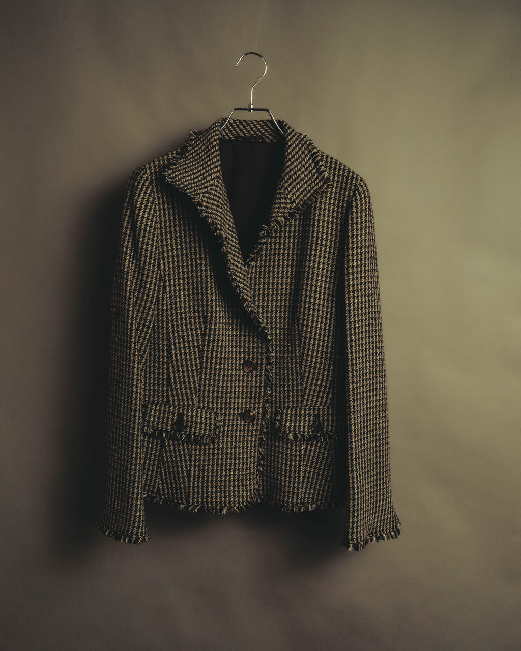 "BURBERRY LONDON" 00's-10's Fringed tweed blazer