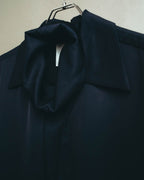 -SPECIAL- "Jil Sander" 2023 Elegant rayon skipper mock-neck shift dress