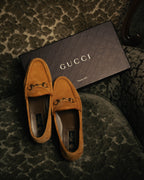 "GUCCI" 10's Camel suede horsebit loafers