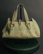 "GIORGIO ARMANI" 00's Crocodile-embossed leather tassel handbag
