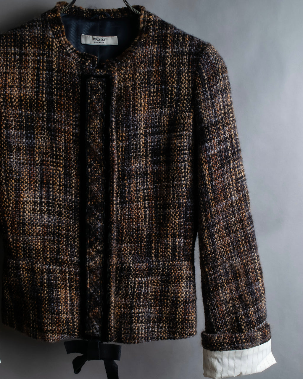 "PRADA" Multicolor mixed tweed short jacket