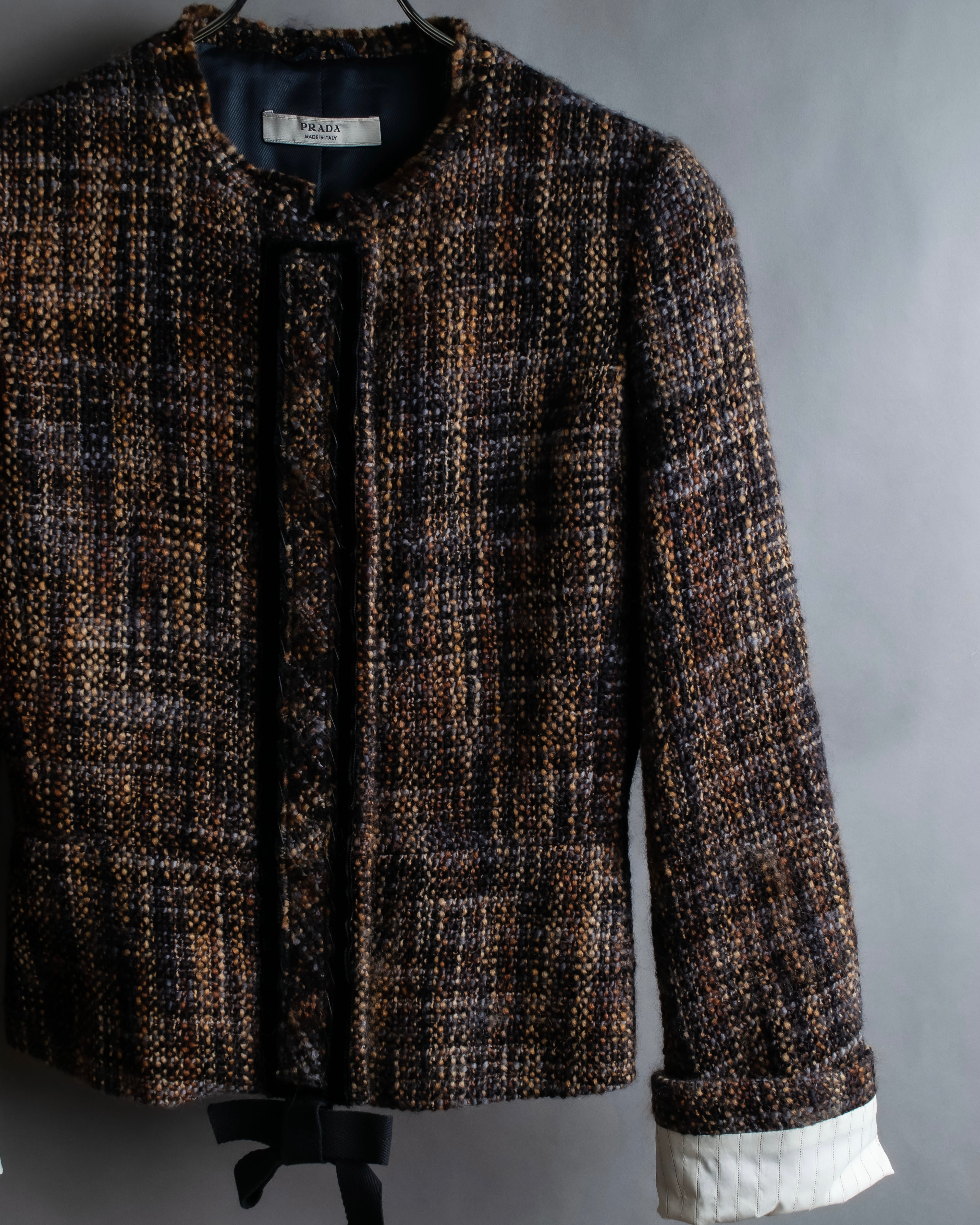 "PRADA" Multicolor mixed tweed short jacket