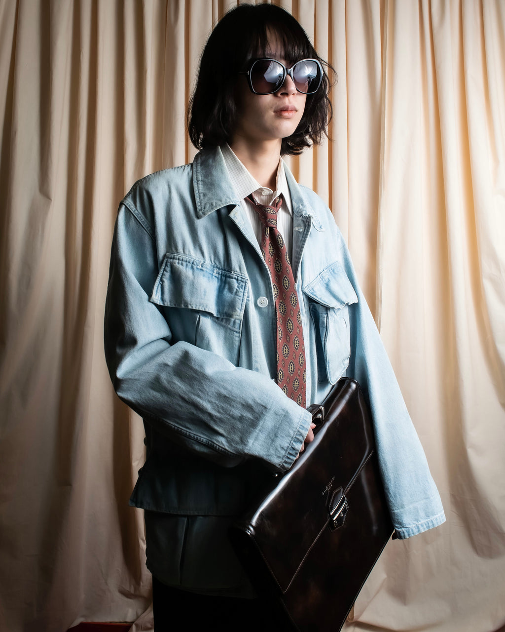 "CHANEL" Paisley pattern silk necktie