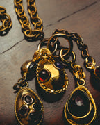 -SPECIAL - “CHANEL” 70’s-80’s Gripoix glass cabochon charm sautoir necklace