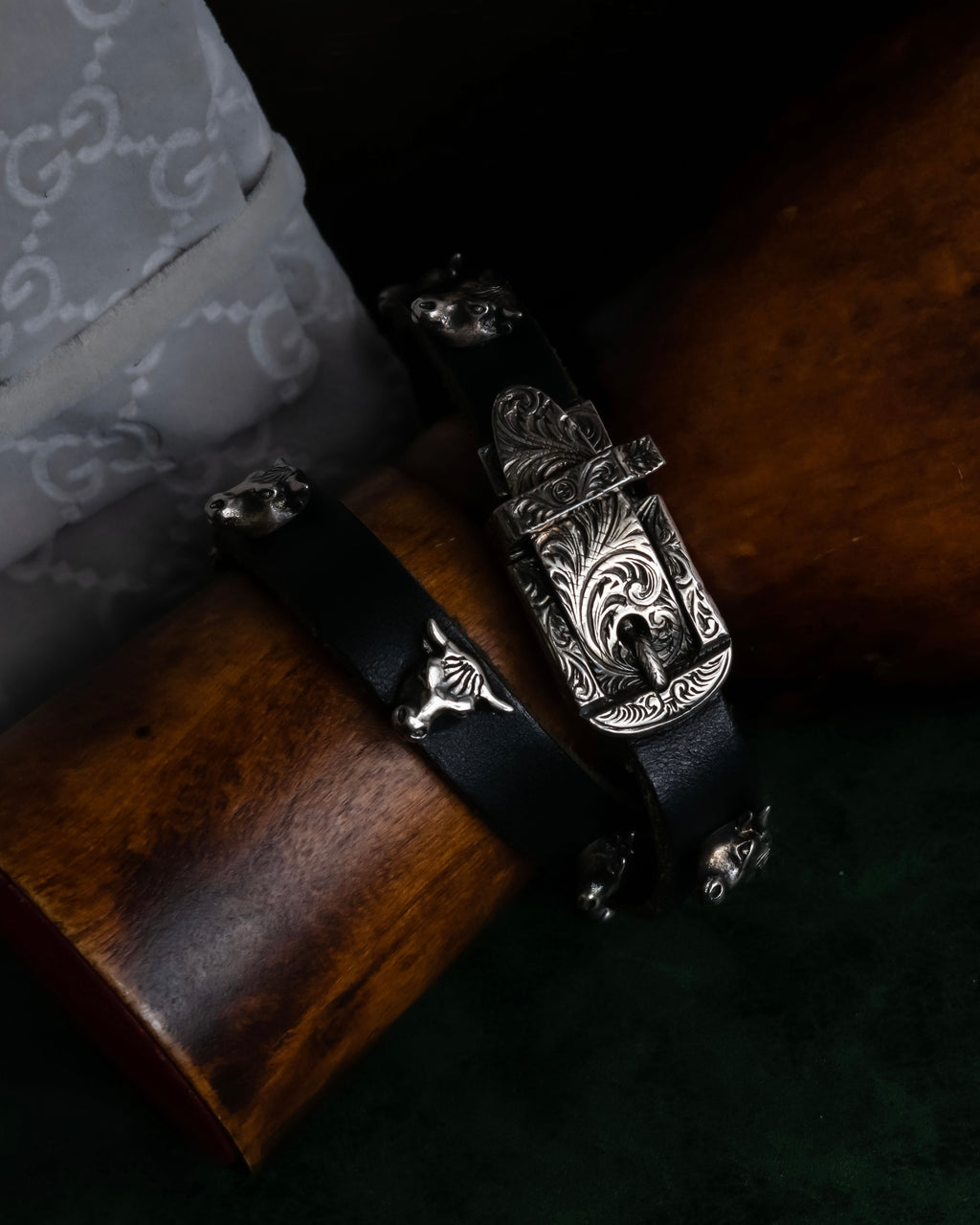 "GUCCI" Anger forest collection leather double wrap bracelet