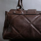 "Max Mara" Silver accents diamond shaped stitching leather boston bag