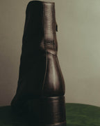 "Hermès" Minimal dark brown leather ankle boots