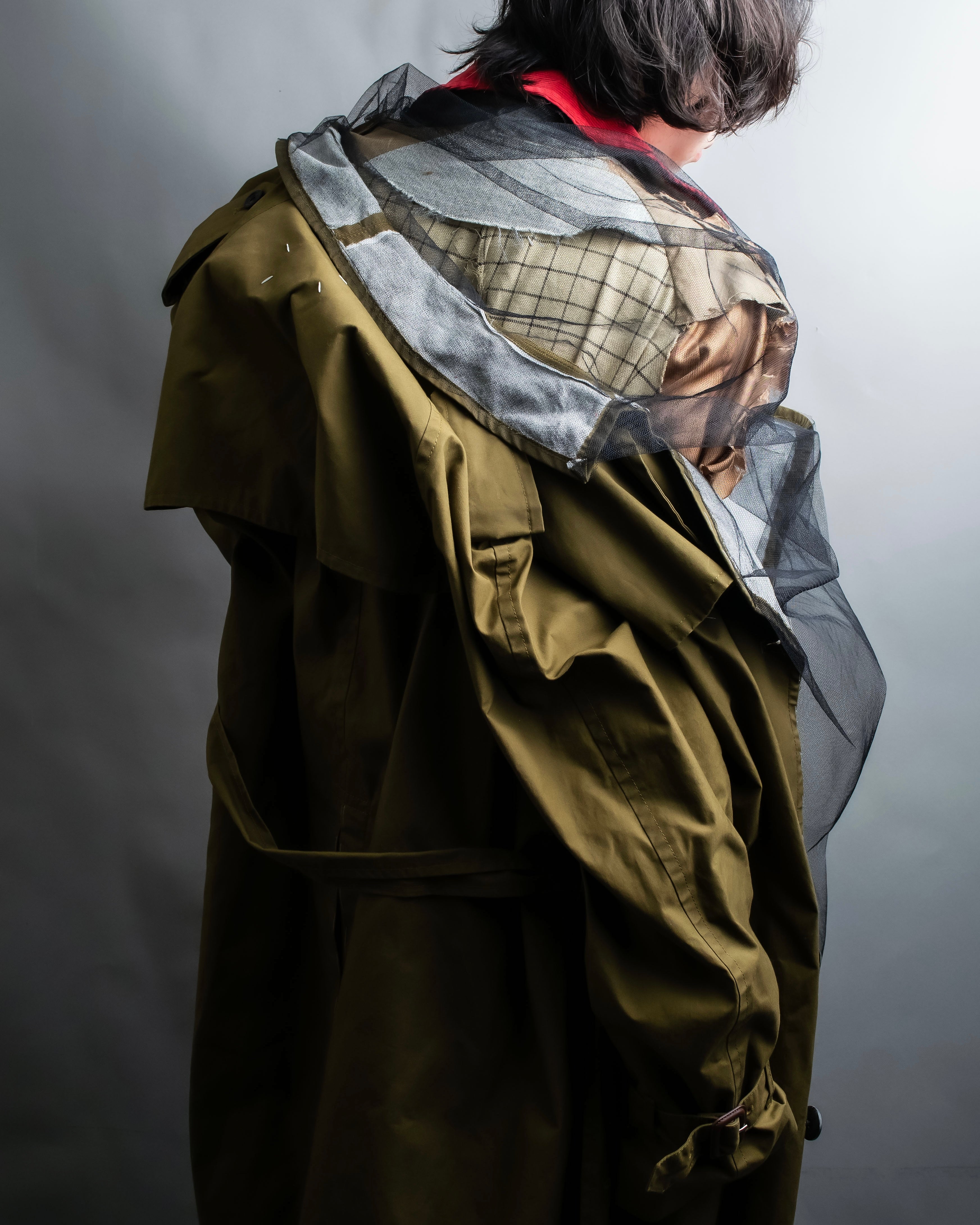 "MAISON MARGIELA" 20AW reconstructed tulle docking trench coat