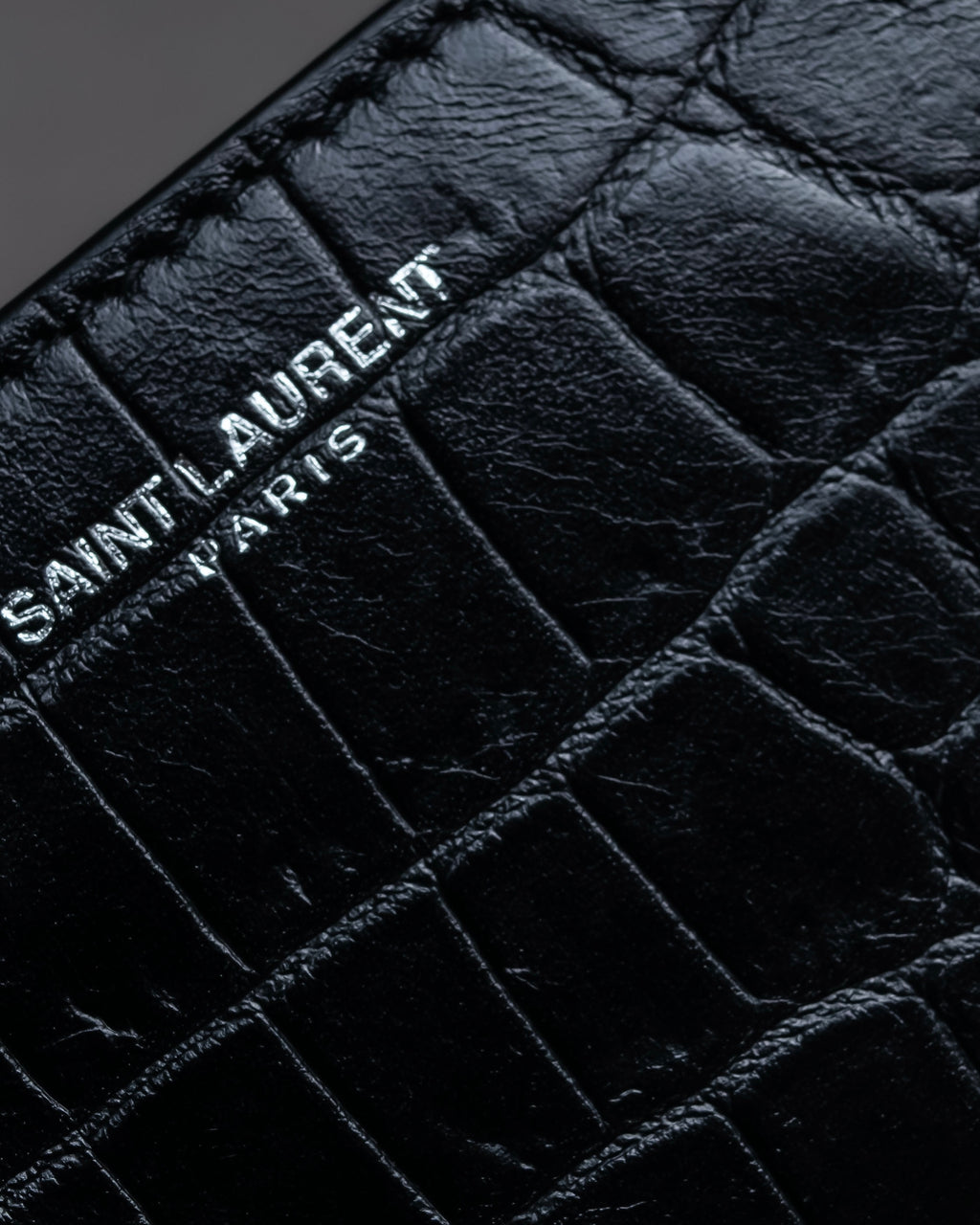 "Saint Laurent" Crocodile embossed leather bi-fold money clip