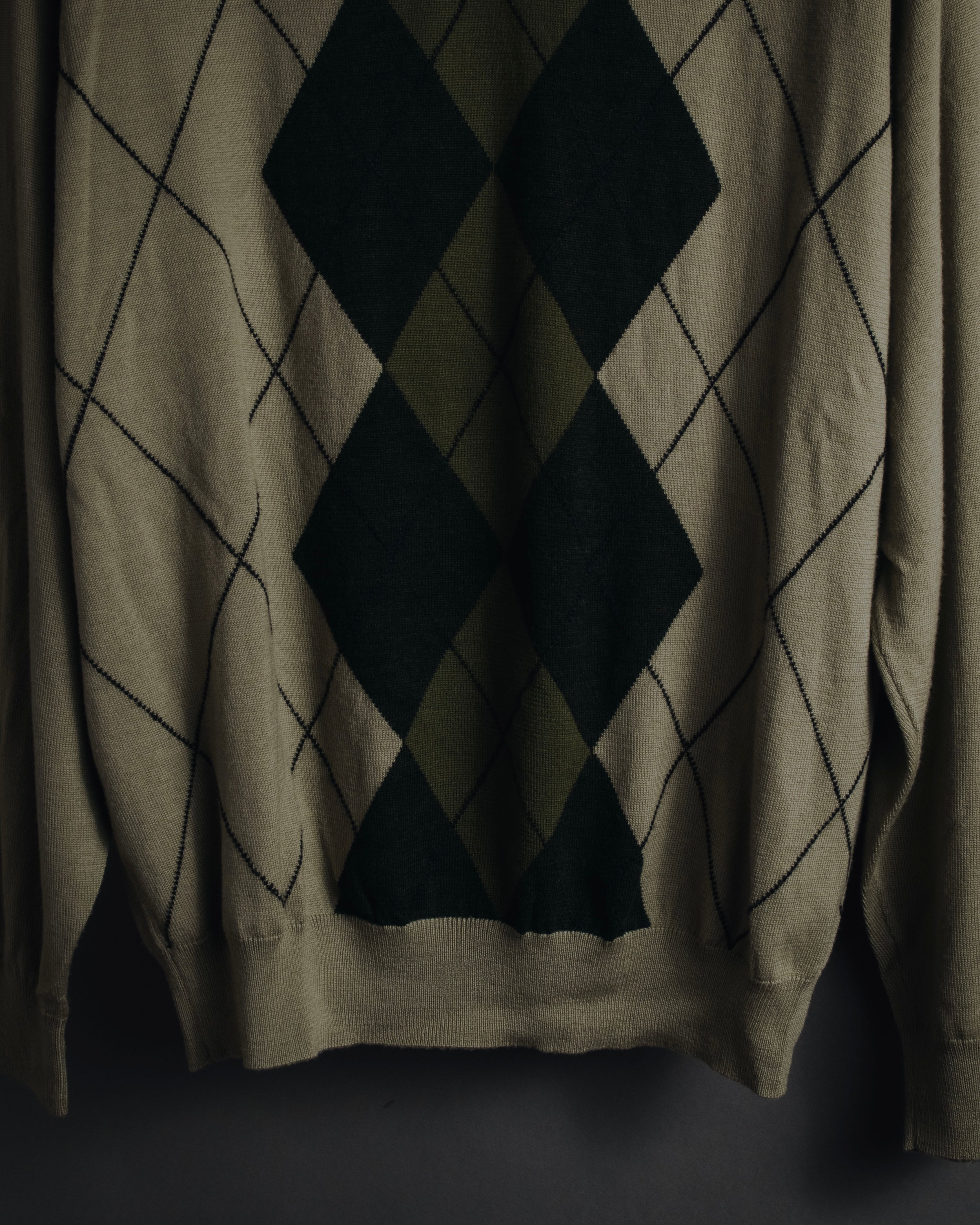 "BURBERRY" 00’s classic argyle v-neck wool knit