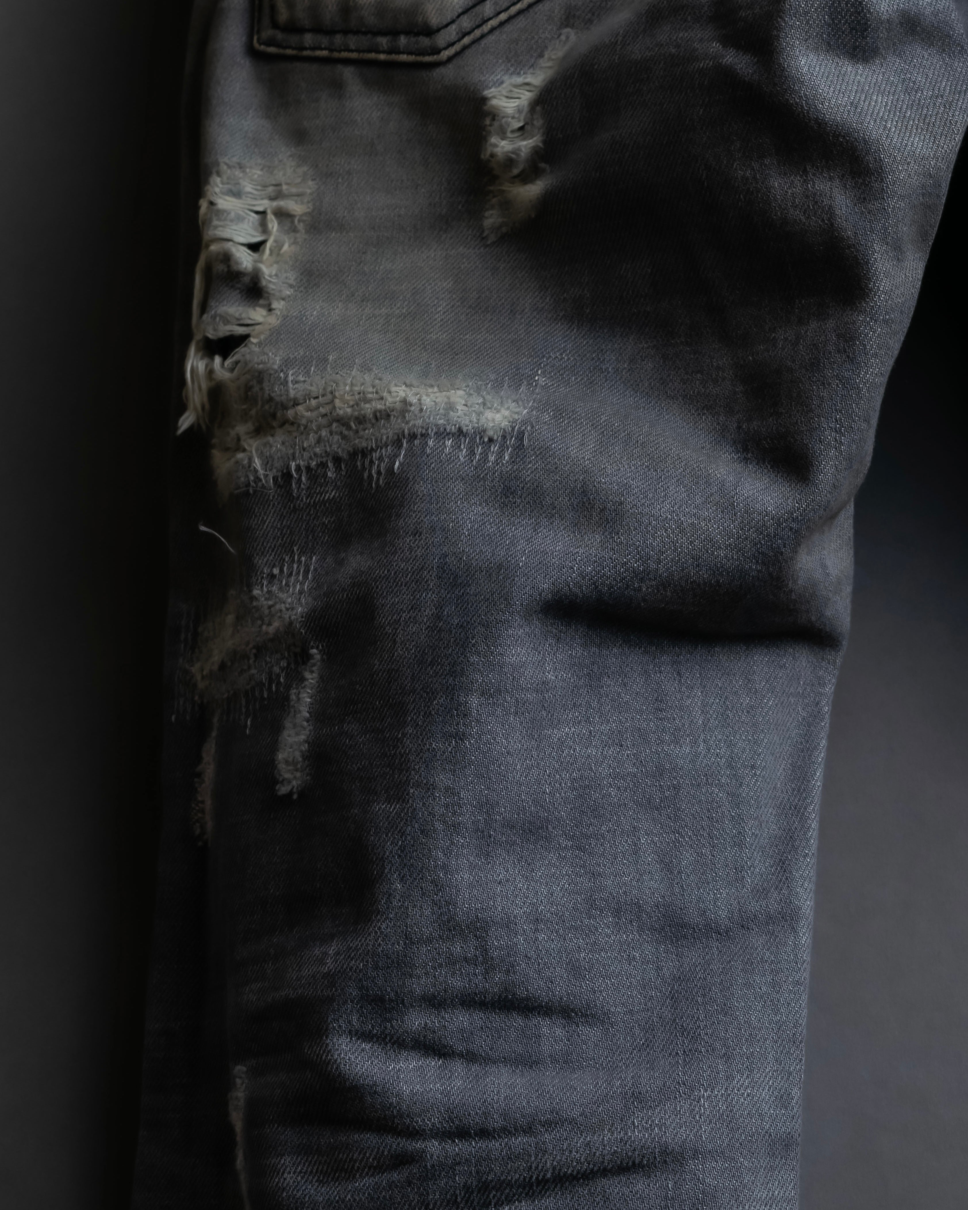 "Dolce &amp; Gabbana"Faded design gray denim pants