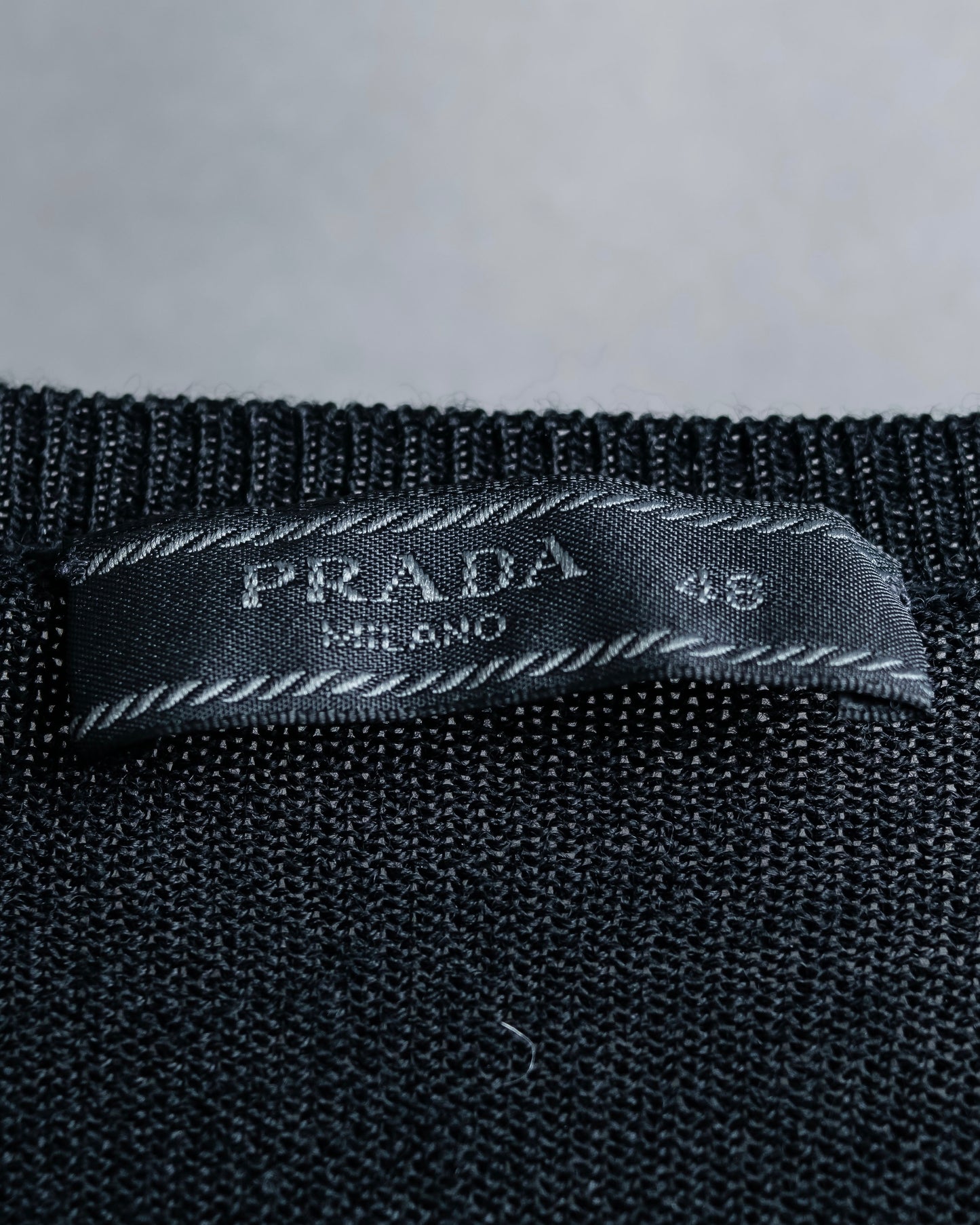 "PRADA" V-neck relaxed wool high gauge knit pullover