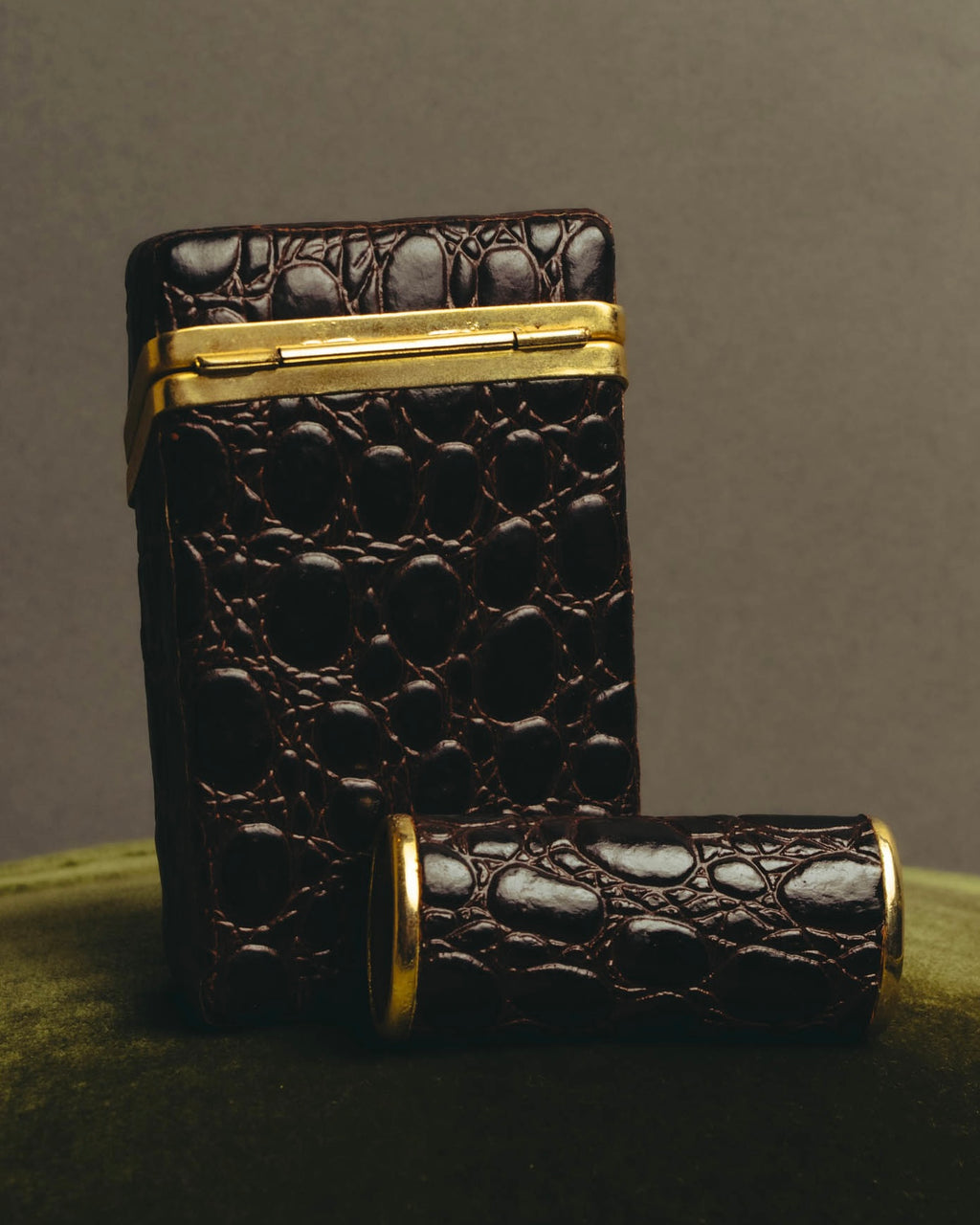 "Christian Dior" 70's-80's Croc embossed cigarette case set
