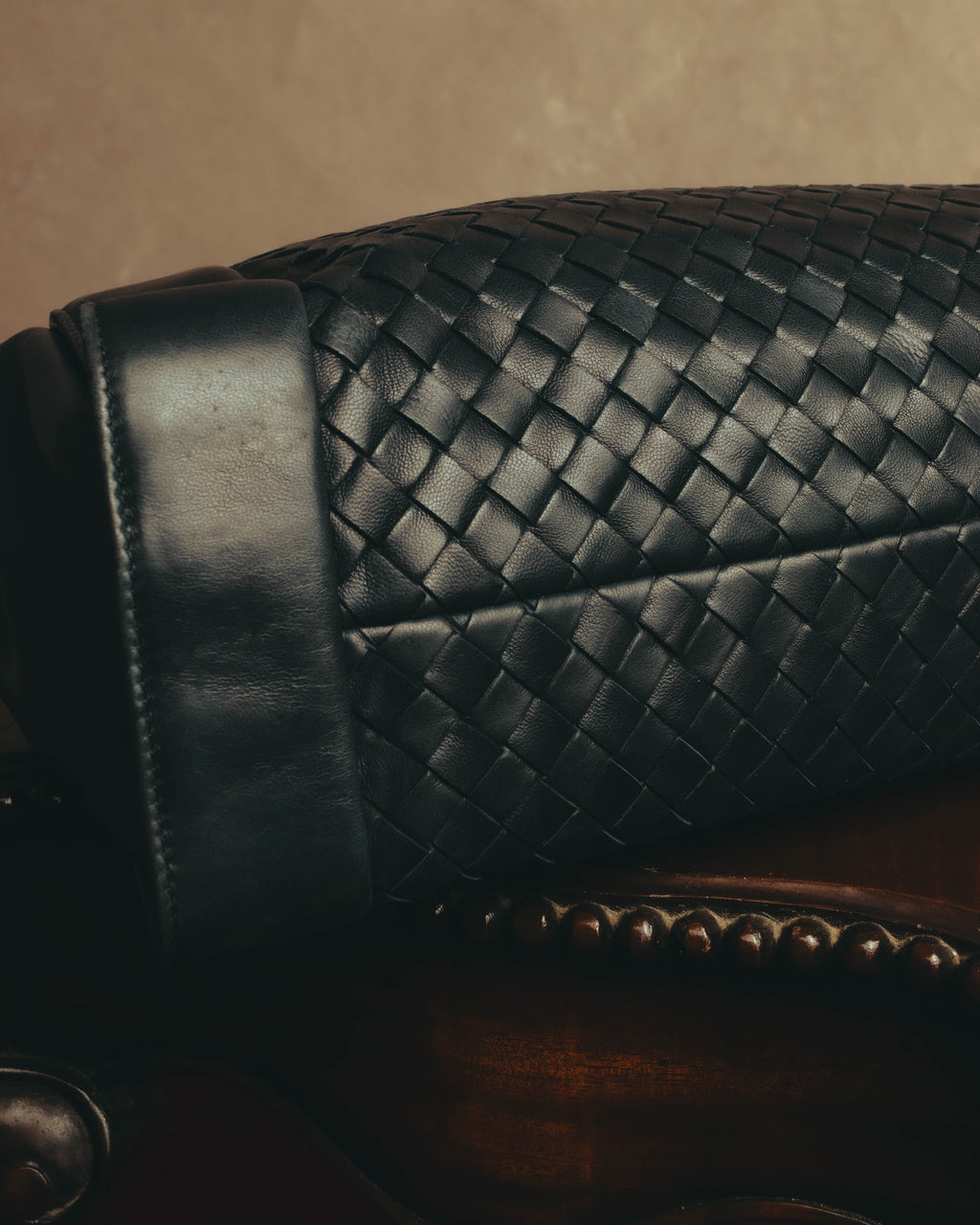 -SPECIAL- “Bottega Veneta” 00’s intrecciato braided handle oversized leather tote bag