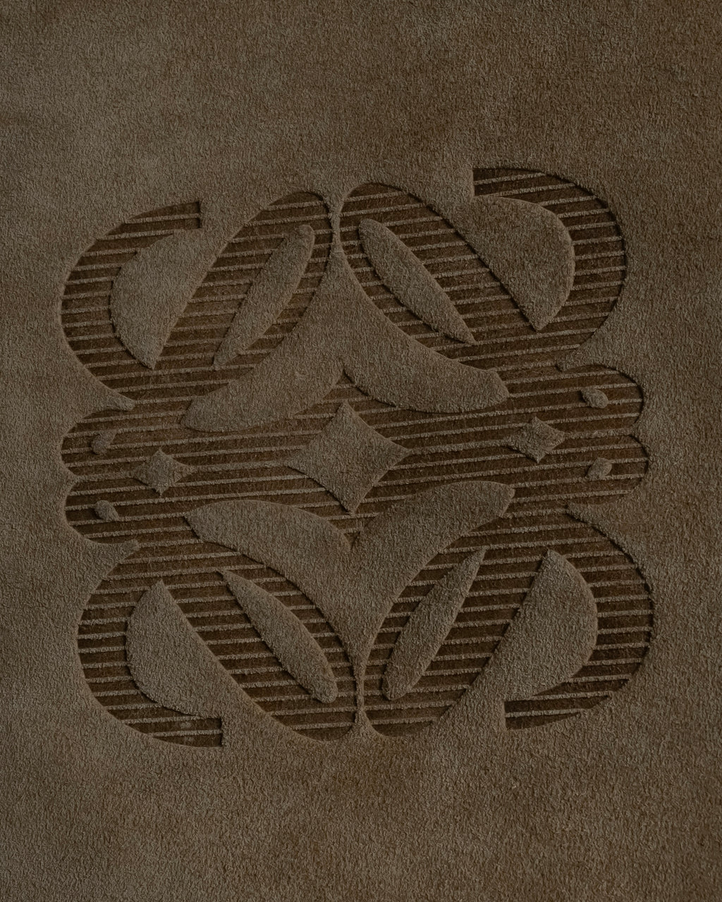 "LOEWE" 80's-90's Logo engraved suede leather combination business bag