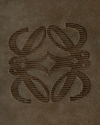 "LOEWE" 80's-90's Logo engraved suede leather combination business bag