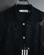 "VALENTINO MISS V" Late 80s botanical lace polo shirt