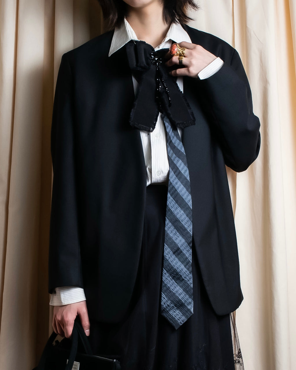 "MAISON MARGIELA" 20AW No-collar design wool tailored jacket