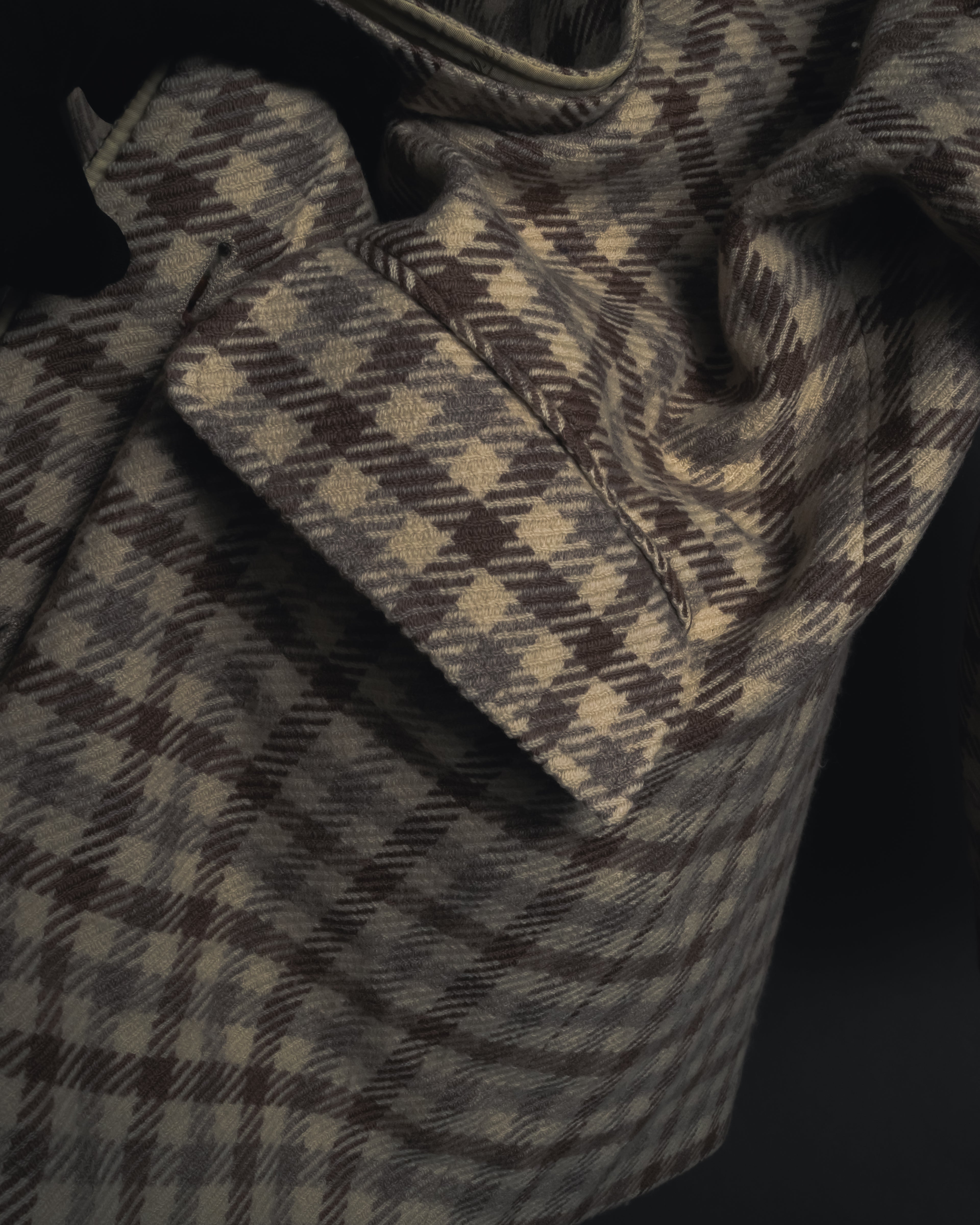 "GUCCI" 80’s checked wool shawl collar jacket