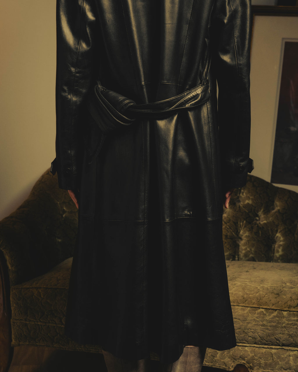 -SPECIAL- "BOTTEGA VENETA" 80's-00's Belted leather coat