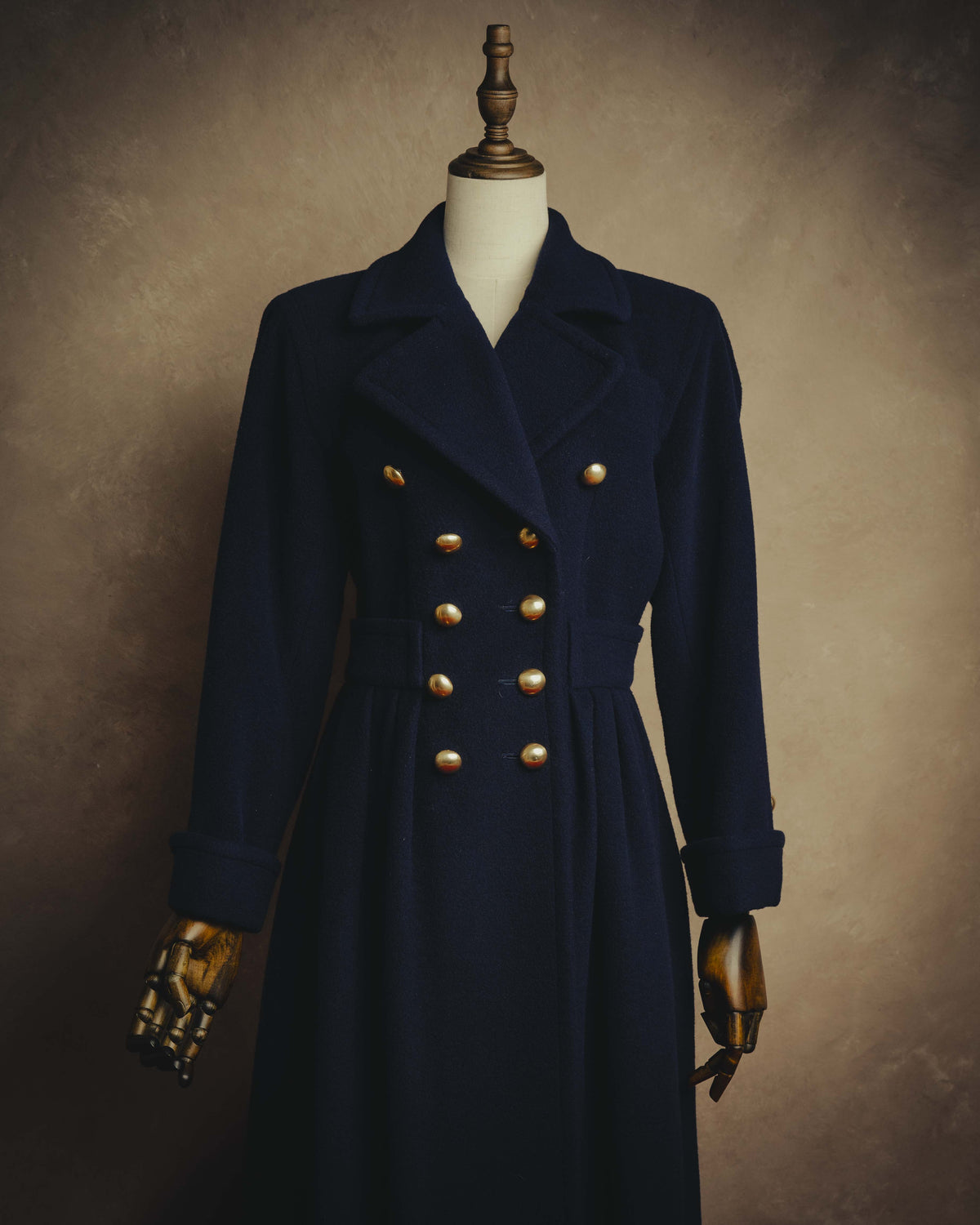 "Yves Saint Laurent" 80's-90's Gold-buttoned double-breasted wool coat