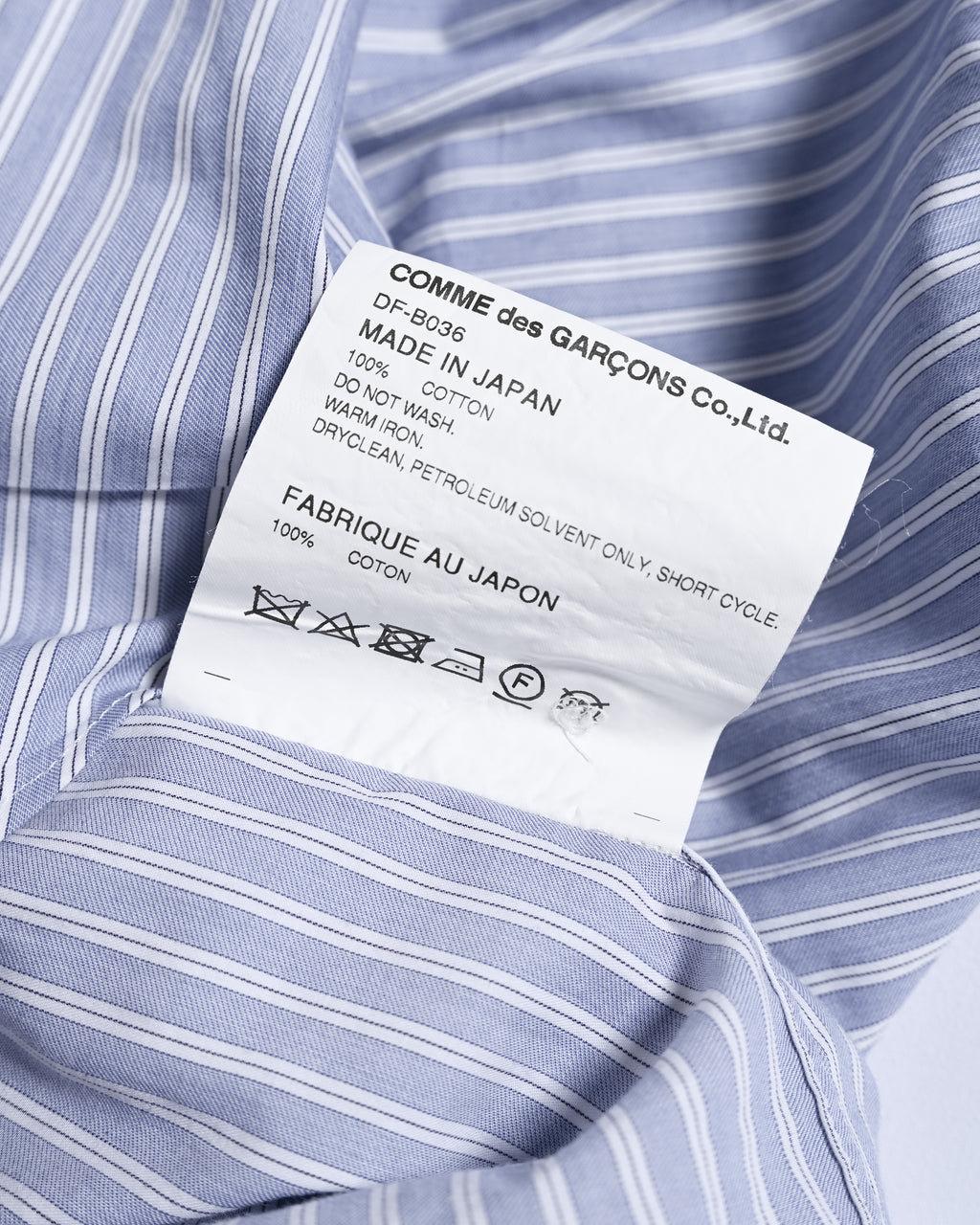 Comme des Garçons Homme Deux/ Cotton Stripe Patterned Long Shirt Blue