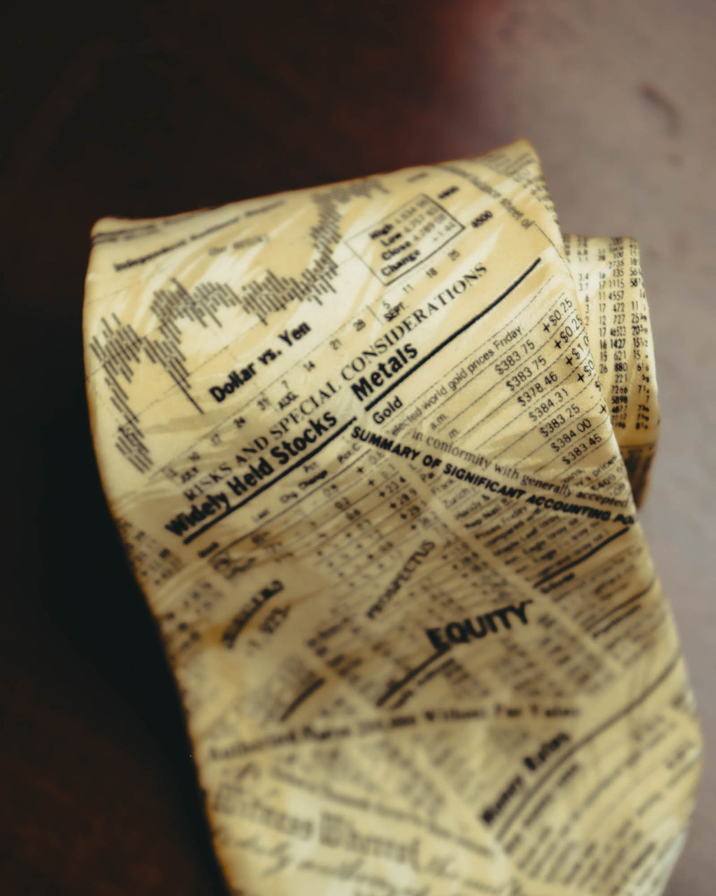 -MOOD MILLÉSIMES- 90’s-00’s financial newspaper print silk tie