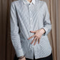 "YVES SAINT LAURENT" Fine pitch stripe pattern clerical design shirt