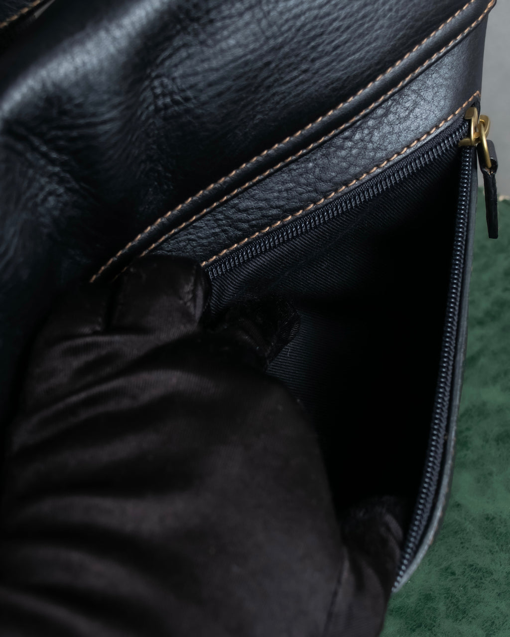 "Ralph Lauren" Saddle＆stirrup motif grained leather shoulder bag