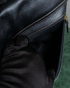 "Ralph Lauren" Saddle＆stirrup motif grained leather shoulder bag