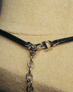 "Christian Dior" Ribbon charm leather cord choker necklace
