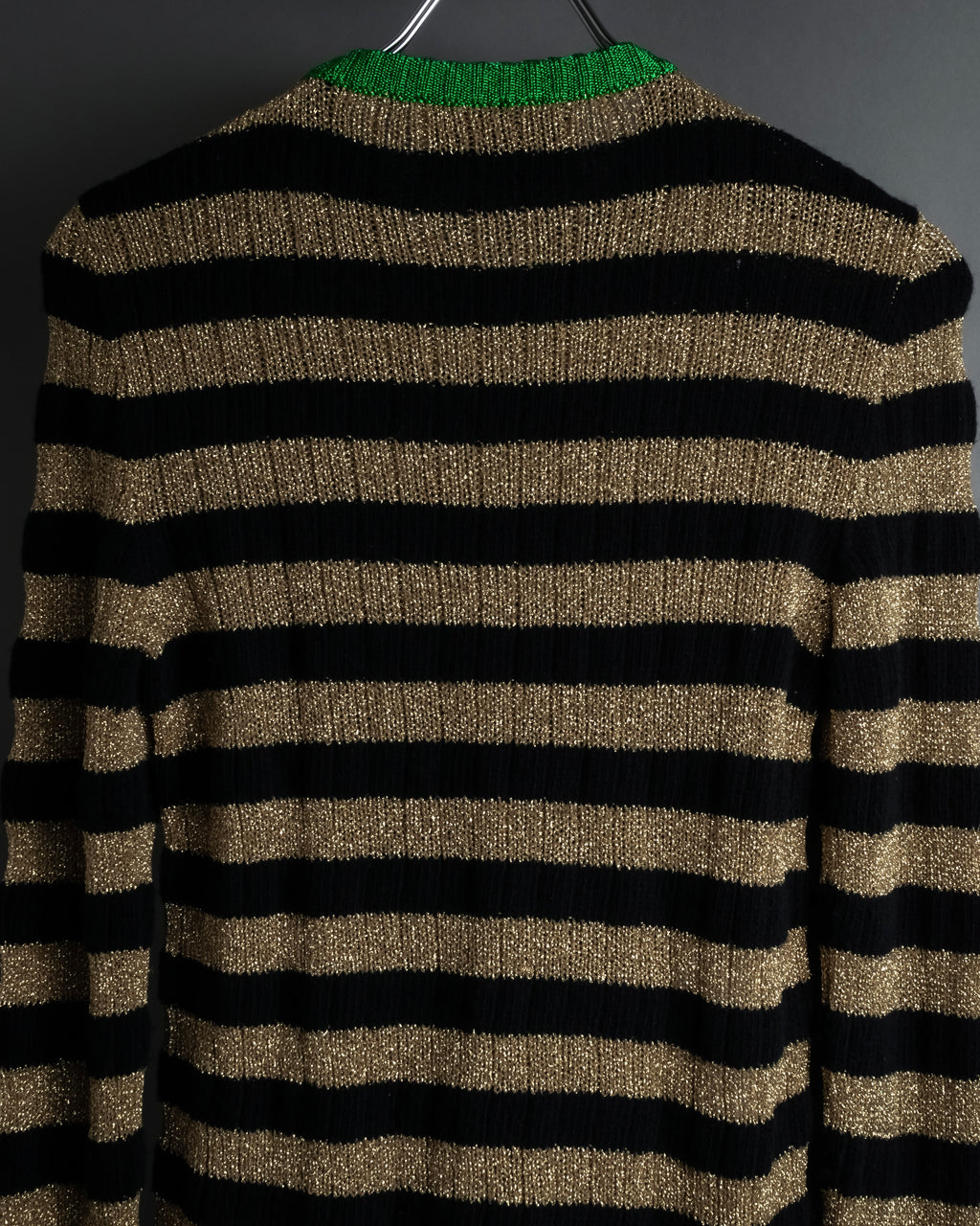 "GUCCI" 17-18aw striped lurex emblem knit sweater