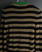 "GUCCI" 17-18aw striped lurex emblem knit sweater