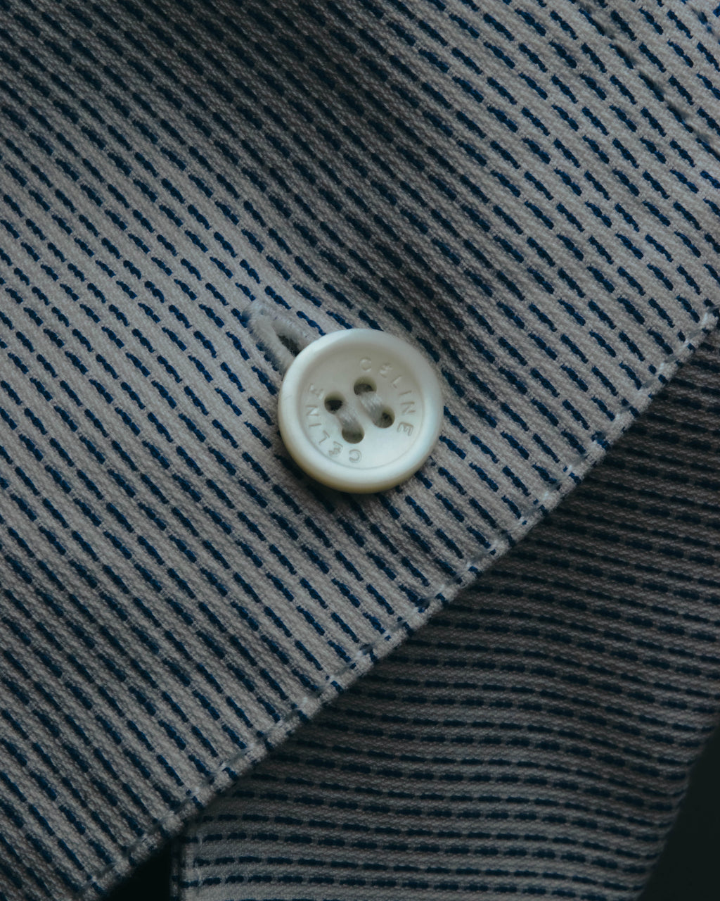 "CÉLINE" 10's Textured cotton collarless tunic shirt