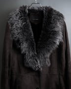 "NORTH BEACH" Smoky lamb fur design suede leather coat