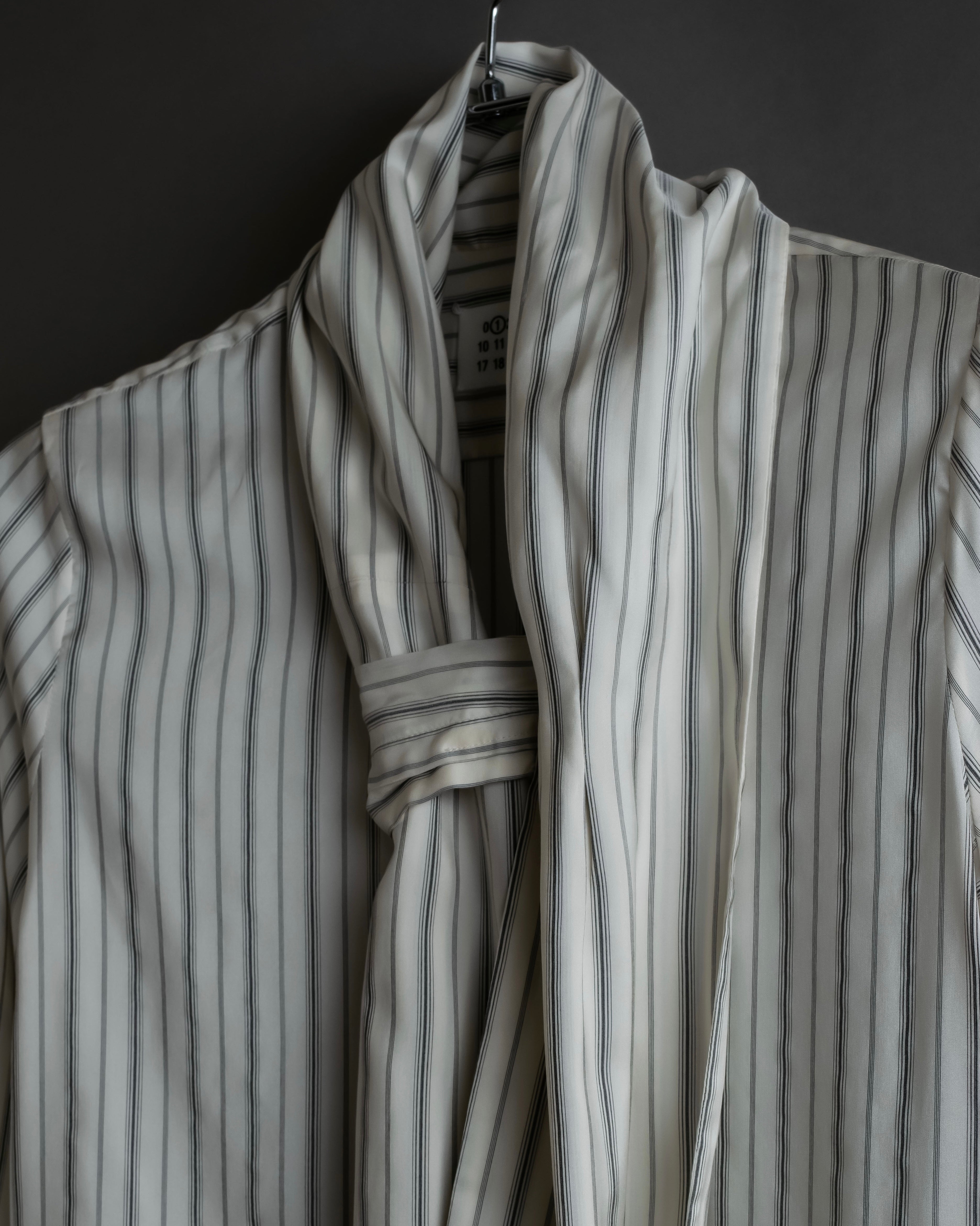 "MAISON MARGIELA" 16SS bowtie design striped long shirt