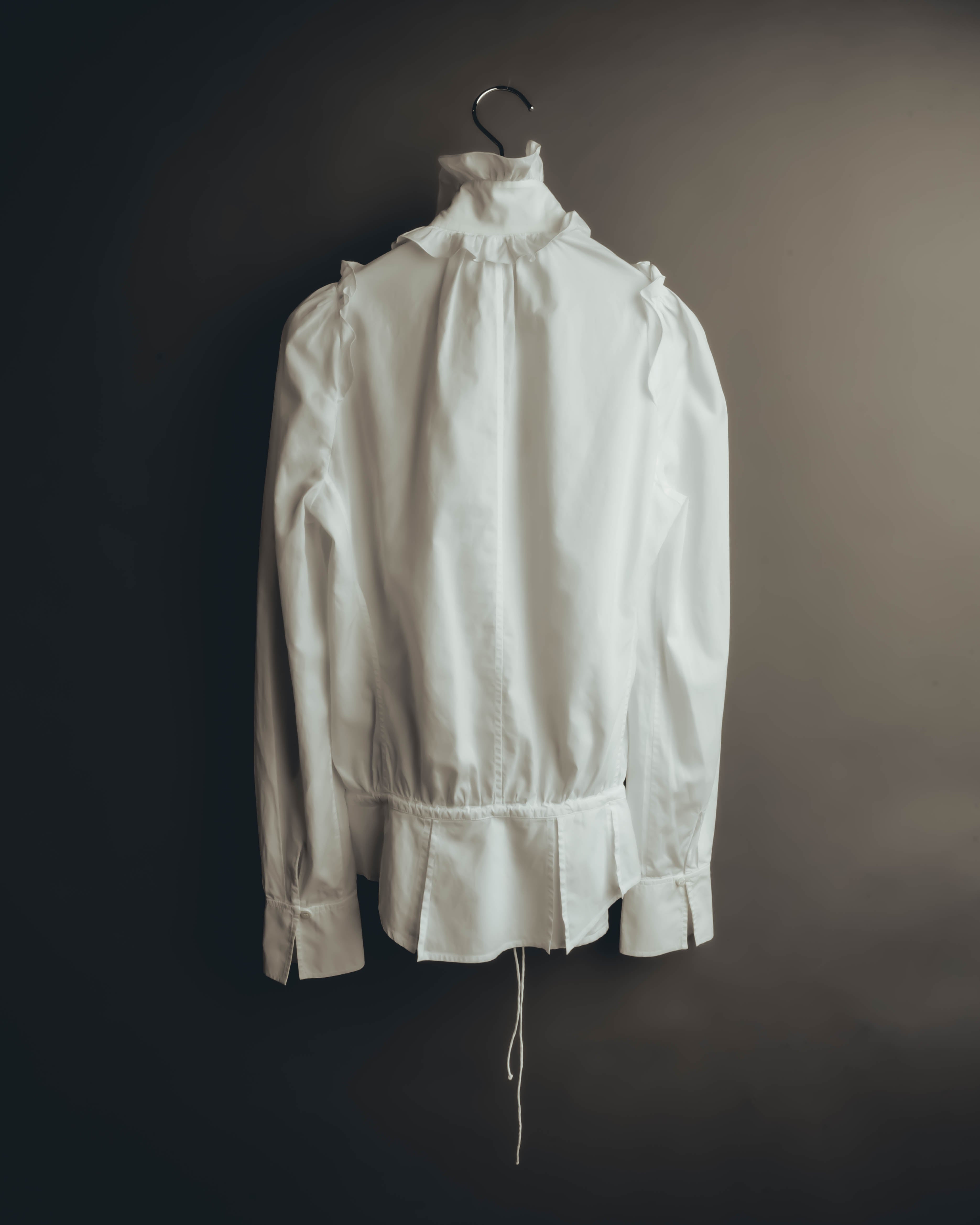 -SPECIAL- “YVES SAINT LAURENT” 70’s-90’s Ruffled high-neck blouse