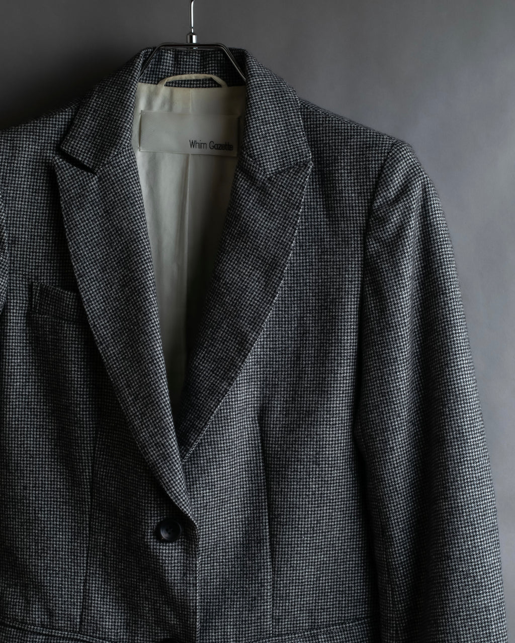 "Whim Gazette" Houndstooth pattern shaped tailored jacket