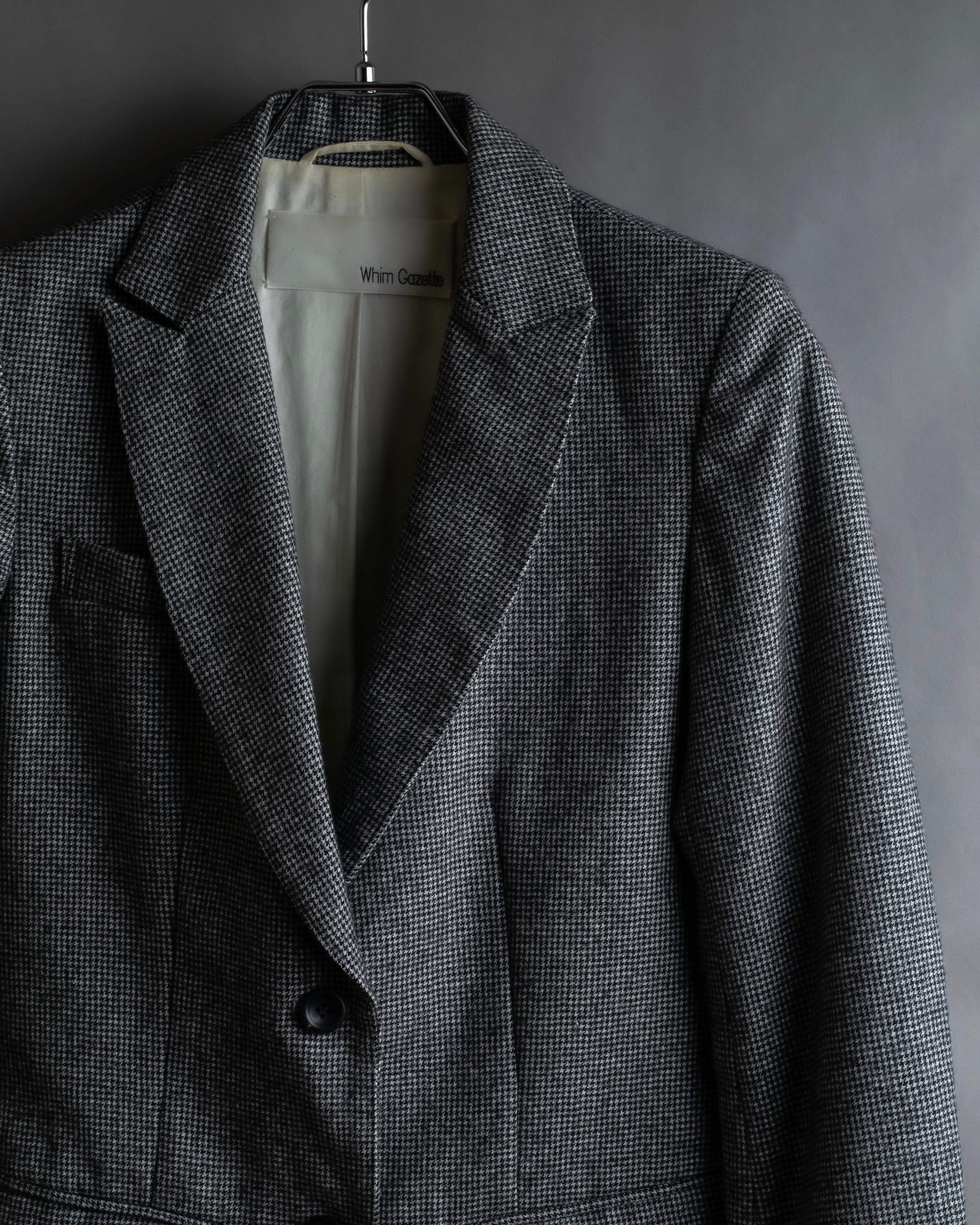 "Whim Gazette" Houndstooth pattern shaped tailored jacket