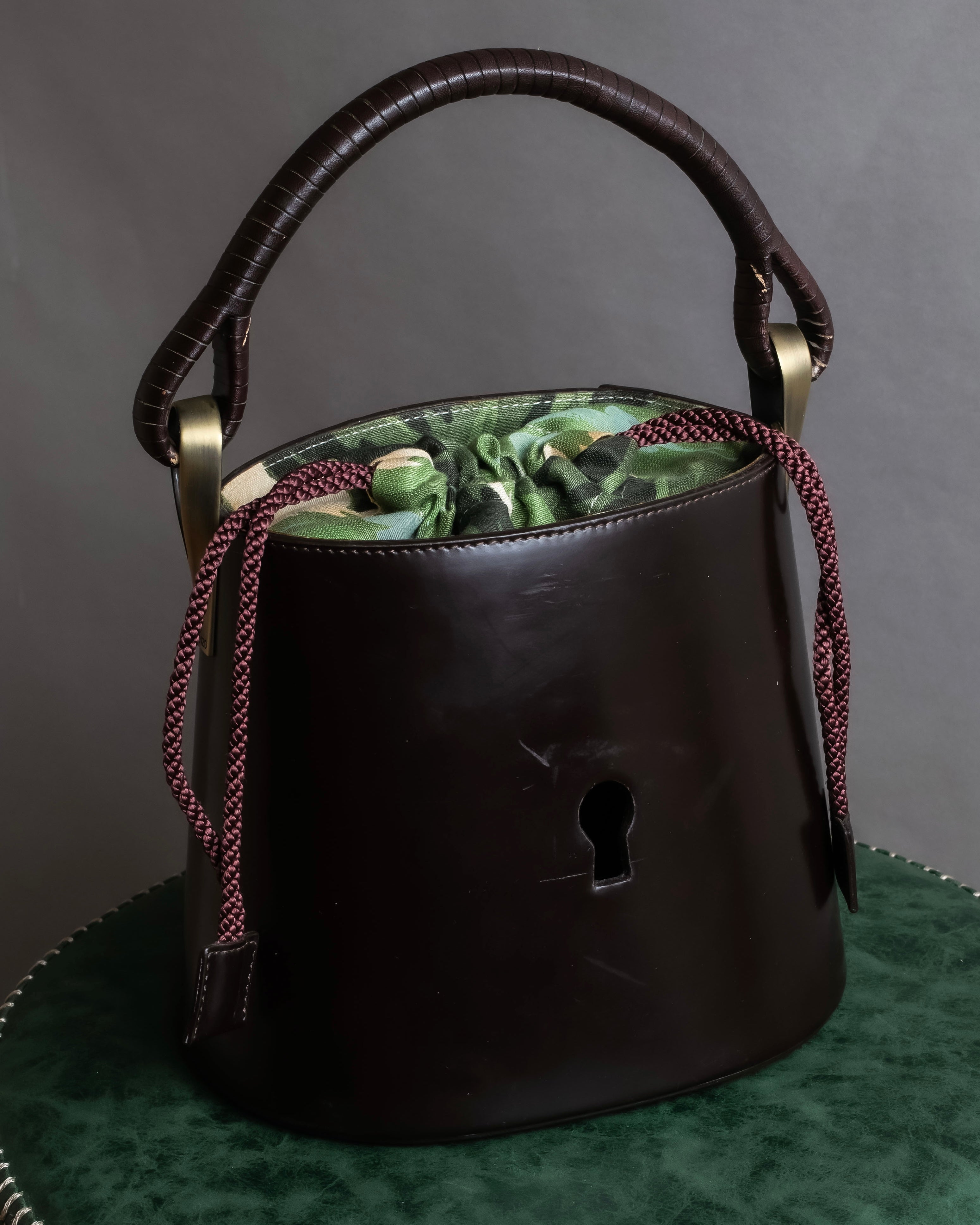 "KENZO" Camouflage design drawstring leather bag