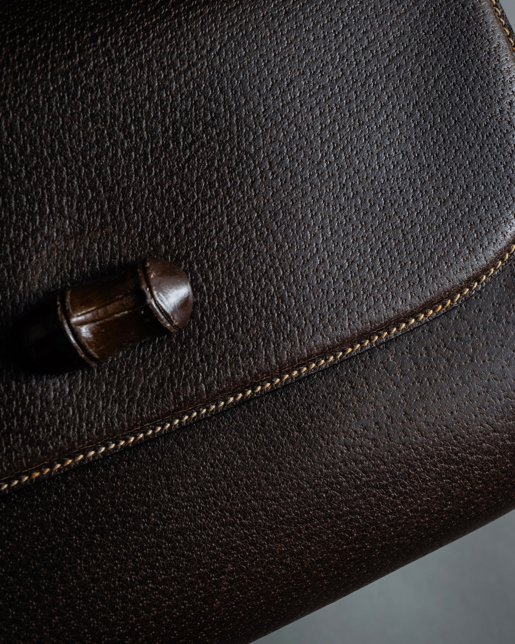 -SPECIAL- "GUCCI"  1980-1986's Inherited model grained leather bamboo bag