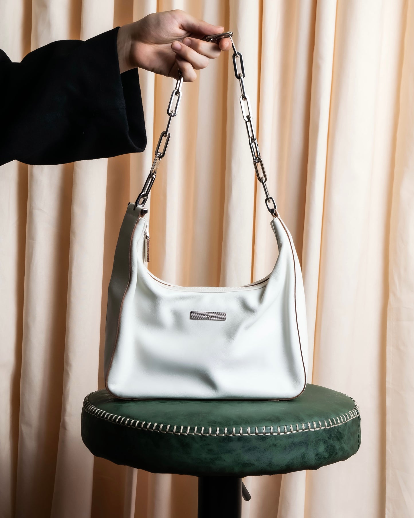 "GUCCI" Silver chain one handle shoulder bag