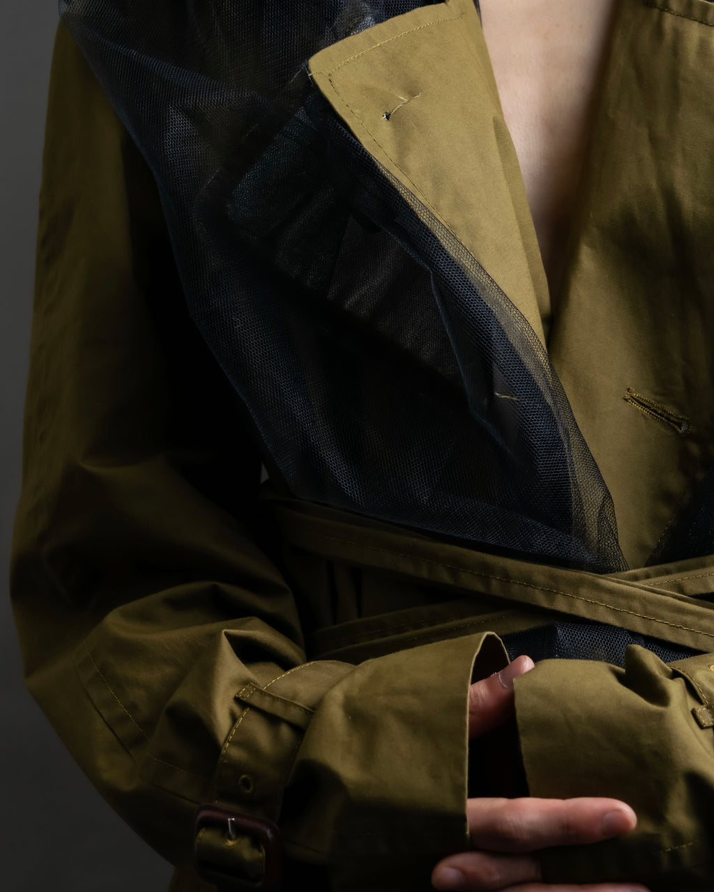 "MAISON MARGIELA" 20AW reconstructed tulle docking trench coat