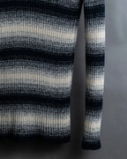 "Christian Dior" Gradient striped irregular neck knit