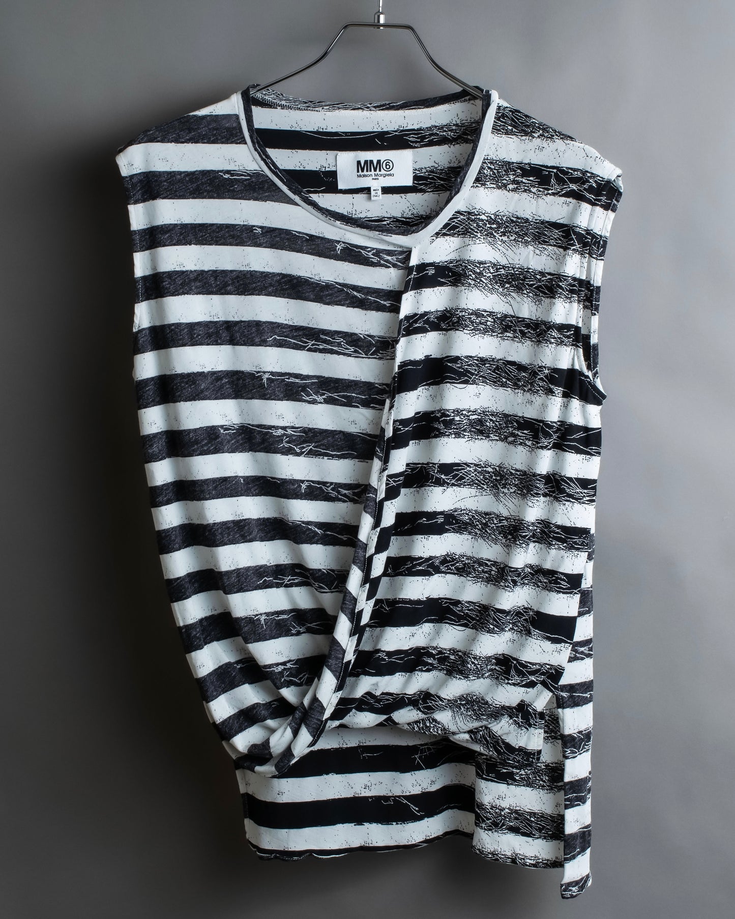 "MM6 MAISON MARGIELA" Peeling border pattern sleeveless pullover