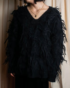 "JUNYA WATANABE COMME des GARCONS" Fringe design brushed V-neck knit pullover