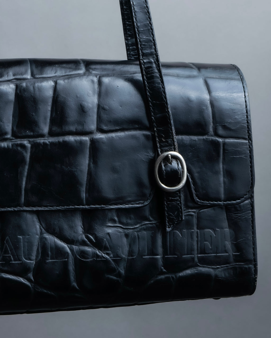 “Jean Paul Gautier” Crocodile-embossed shoulder bag